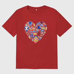 Футболка оверсайз мужская Сердце Россия, цвет: красный