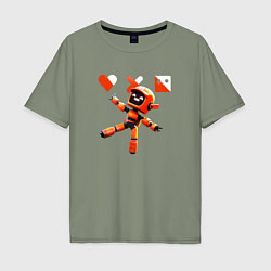 Мужская футболка оверсайз Love death and robots оранжевый робот