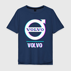 Мужская футболка оверсайз Значок Volvo в стиле Glitch