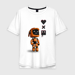 Мужская футболка оверсайз Оранжевый робот с логотипом LDR