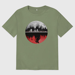Футболка оверсайз мужская Stranger Things Moon, цвет: авокадо