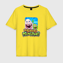 Мужская футболка оверсайз My singing monsters мамунт и зерномех