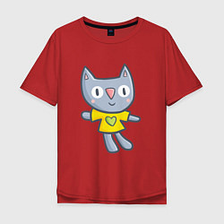 Мужская футболка оверсайз Детский рисунок - котик
