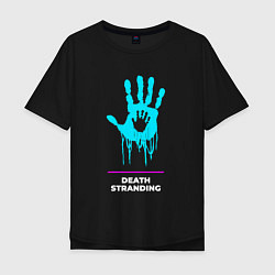 Мужская футболка оверсайз Символ Death Stranding в неоновых цветах