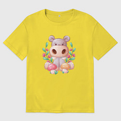 Футболка оверсайз мужская Маленький бегемотик, цвет: желтый