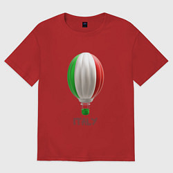 Футболка оверсайз мужская 3d aerostat Italy flag, цвет: красный