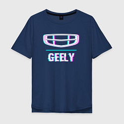 Мужская футболка оверсайз Значок Geely в стиле Glitch