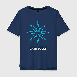 Мужская футболка оверсайз Символ Dark Souls в неоновых цветах