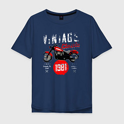 Мужская футболка оверсайз Винтажная классика 1981 мотоцикл