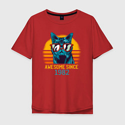 Мужская футболка оверсайз Потрясающе котэ с 1982 года