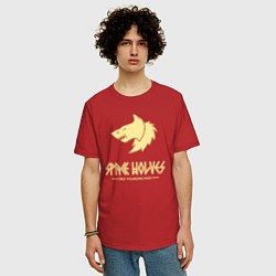 Футболка оверсайз мужская Космические волки лого винтаж, цвет: красный — фото 2