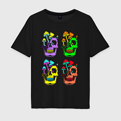 Мужская футболка оверсайз Skulls Pop art