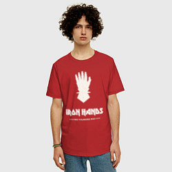 Футболка оверсайз мужская Железные руки лого винтаж, цвет: красный — фото 2