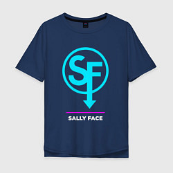 Мужская футболка оверсайз Символ Sally Face в неоновых цветах