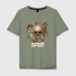 Мужская футболка оверсайз Humanity Nature Череп цветы растения природа челов
