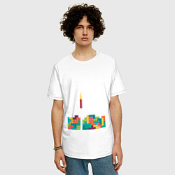 Футболка оверсайз мужская Огненный тетрис, цвет: белый — фото 2