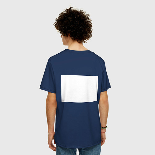 Мужская футболка оверсайз Тыква-голова всадника, Джека, PixelArt / Тёмно-синий – фото 4