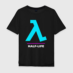 Футболка оверсайз мужская Символ Half-Life в неоновых цветах, цвет: черный