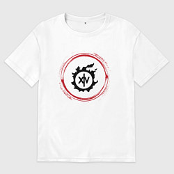 Мужская футболка оверсайз Символ Final Fantasy и красная краска вокруг