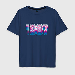 Мужская футболка оверсайз 1987 Год Ретро Неон