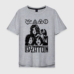 Футболка оверсайз мужская Led Zeppelin Black, цвет: меланж