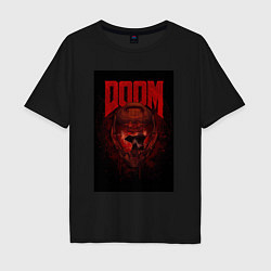 Мужская футболка оверсайз Doom - helmet skull