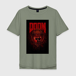 Мужская футболка оверсайз Doom - helmet skull