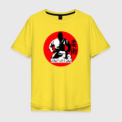 Футболка оверсайз мужская Джиу-джитсу поза лотоса, цвет: желтый