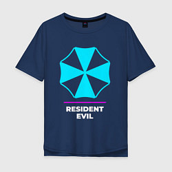 Мужская футболка оверсайз Символ Resident Evil в неоновых цветах