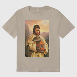 Мужская футболка оверсайз Иисус и капибара