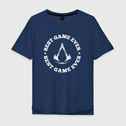 Мужская футболка оверсайз Символ Assassins Creed и круглая надпись best game