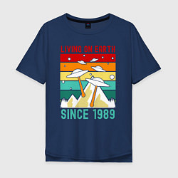 Мужская футболка оверсайз Живу на земле с 1989