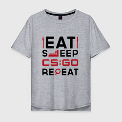 Мужская футболка оверсайз Надпись: eat sleep Counter Strike repeat