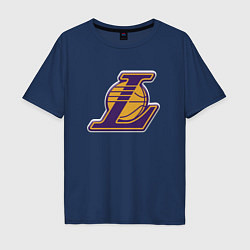 Мужская футболка оверсайз ЛА Лейкерс объемное лого