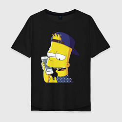 Мужская футболка оверсайз Барт Симпсон разговаривает по мобиле