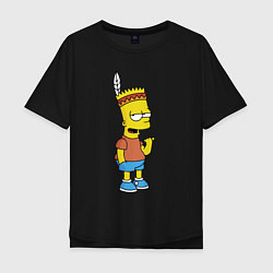 Мужская футболка оверсайз Барт Симпсон - индеец
