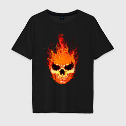 Мужская футболка оверсайз Огненный злой череп
