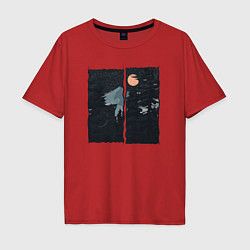 Мужская футболка оверсайз Оранжевая луна и ночные путешествия