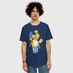 Футболка оверсайз мужская Прикольная семейка Симпсонов, цвет: тёмно-синий — фото 2