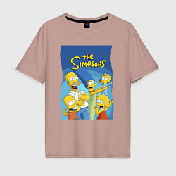 Мужская футболка оверсайз Семейка Симпсонов - Гомер, Мардж и их отпрыски