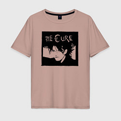 Футболка оверсайз мужская The Cure Роберт Смит, цвет: пыльно-розовый