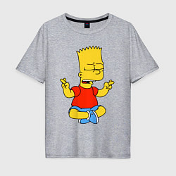 Мужская футболка оверсайз Барт Симпсон - сидит со скрещенными пальцами