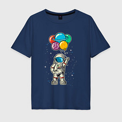 Мужская футболка оверсайз Космонавт на воздушных шариках