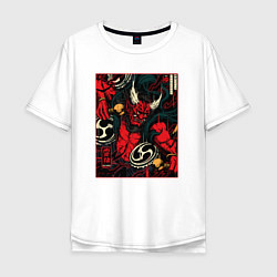 Мужская футболка оверсайз Японский Бог Райдзин - Traditional Japanese Art
