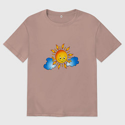 Мужская футболка оверсайз Солнышко и облака