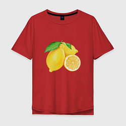 Футболка оверсайз мужская Сочные лимоны, цвет: красный