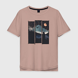 Мужская футболка оверсайз Оранжевая луна и Сибирь