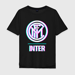 Футболка оверсайз мужская Inter FC в стиле glitch, цвет: черный