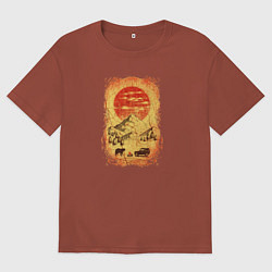 Футболка оверсайз мужская Бездорожье и медведи, цвет: кирпичный