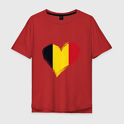 Футболка оверсайз мужская Сердце - Бельгия, цвет: красный
